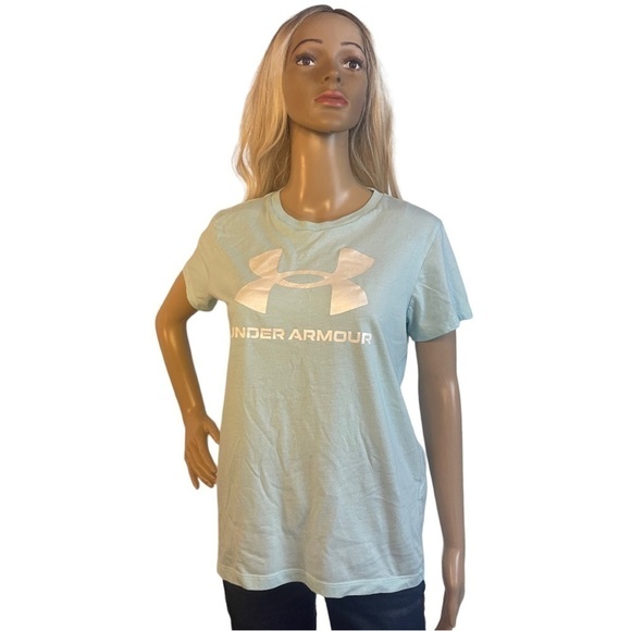 UNDER Armour Light Icy Blue and White "The Classic" Tee - Picture 1 of 7